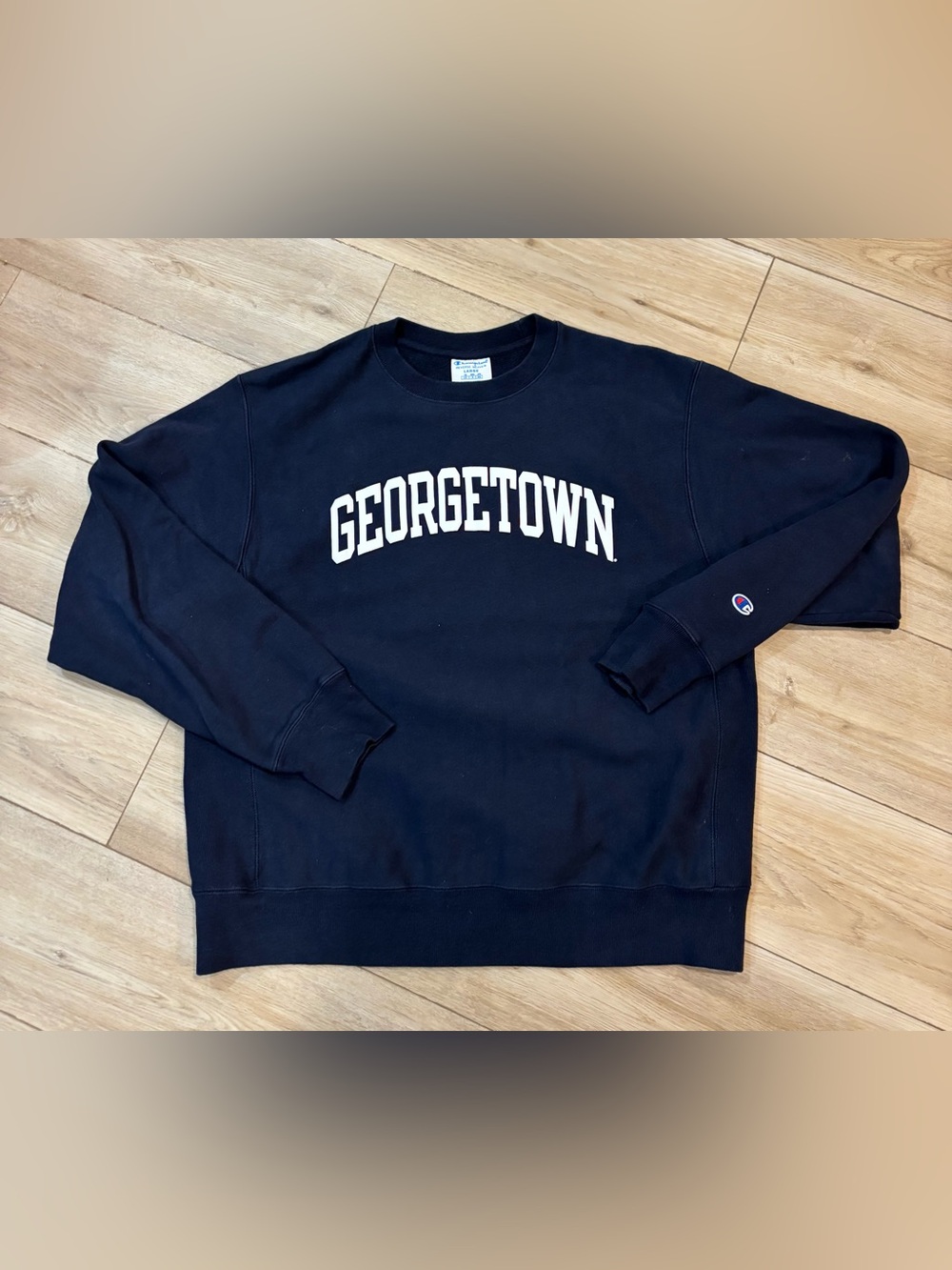 Champion Sweatshirt Mens Large L Navy Blue Reverse Weave Georgetown University